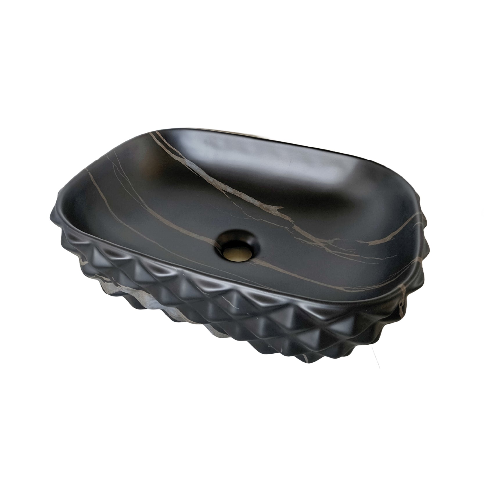 Bowl Loza (402-1) Mod. Rectangular Marmoleado Negro C/Marron Diamante 48X35.5X13.5 - Fratelli